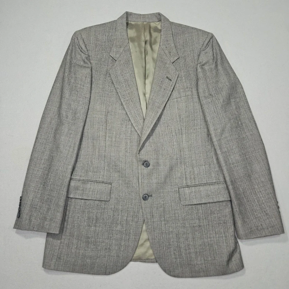 VTG Nino Cerruti Rue Royale Wool 2pc Suit Grey Pleated Sz 40R/39x31